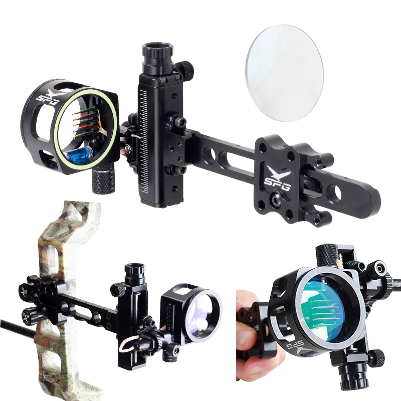 Compound Bow Sight Single Pin or 5 Pin with 6X/8X Lens Right Hand Archery Compound Pulleys Sights Hunting Shooting Accessories