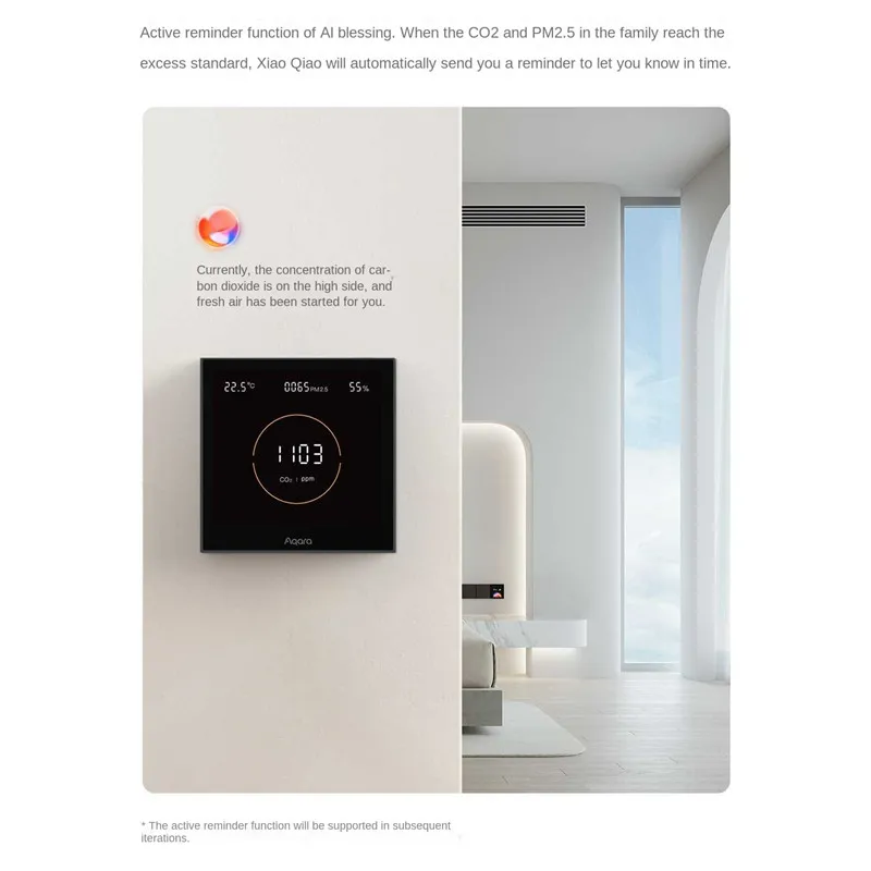 Panel Monitor Kualitas Udara Aqara Baru S1 Pemantauan Kelembaban Suhu CO2 PM2.5 Udara Omni Directional untuk Aplikasi Homekit Aqara Home