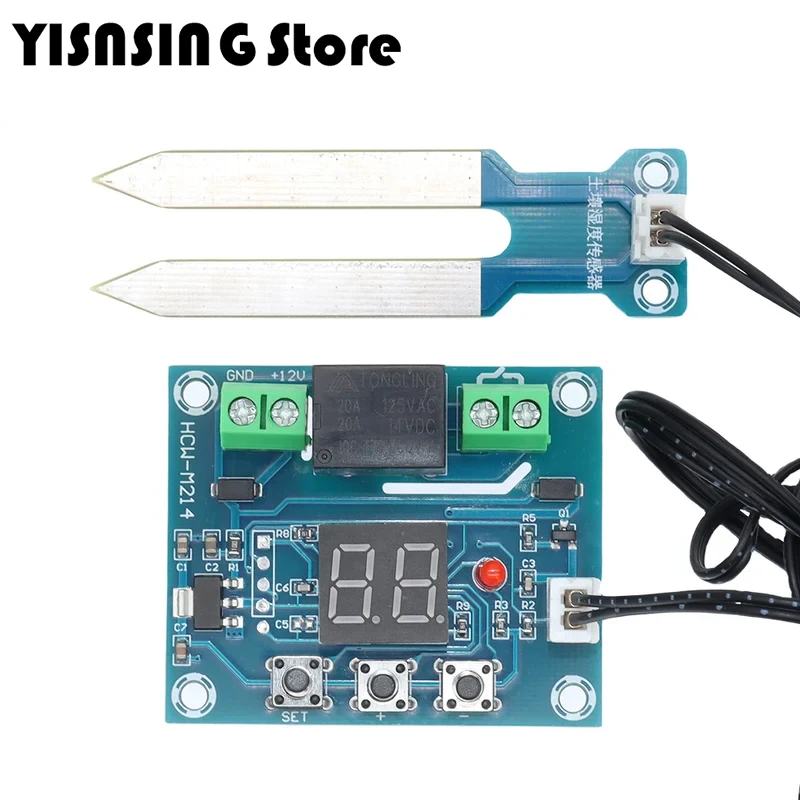 XH-M214 12V Soil Humidity Sensor Controller Irrigation System Automatic Watering Module Digital Display