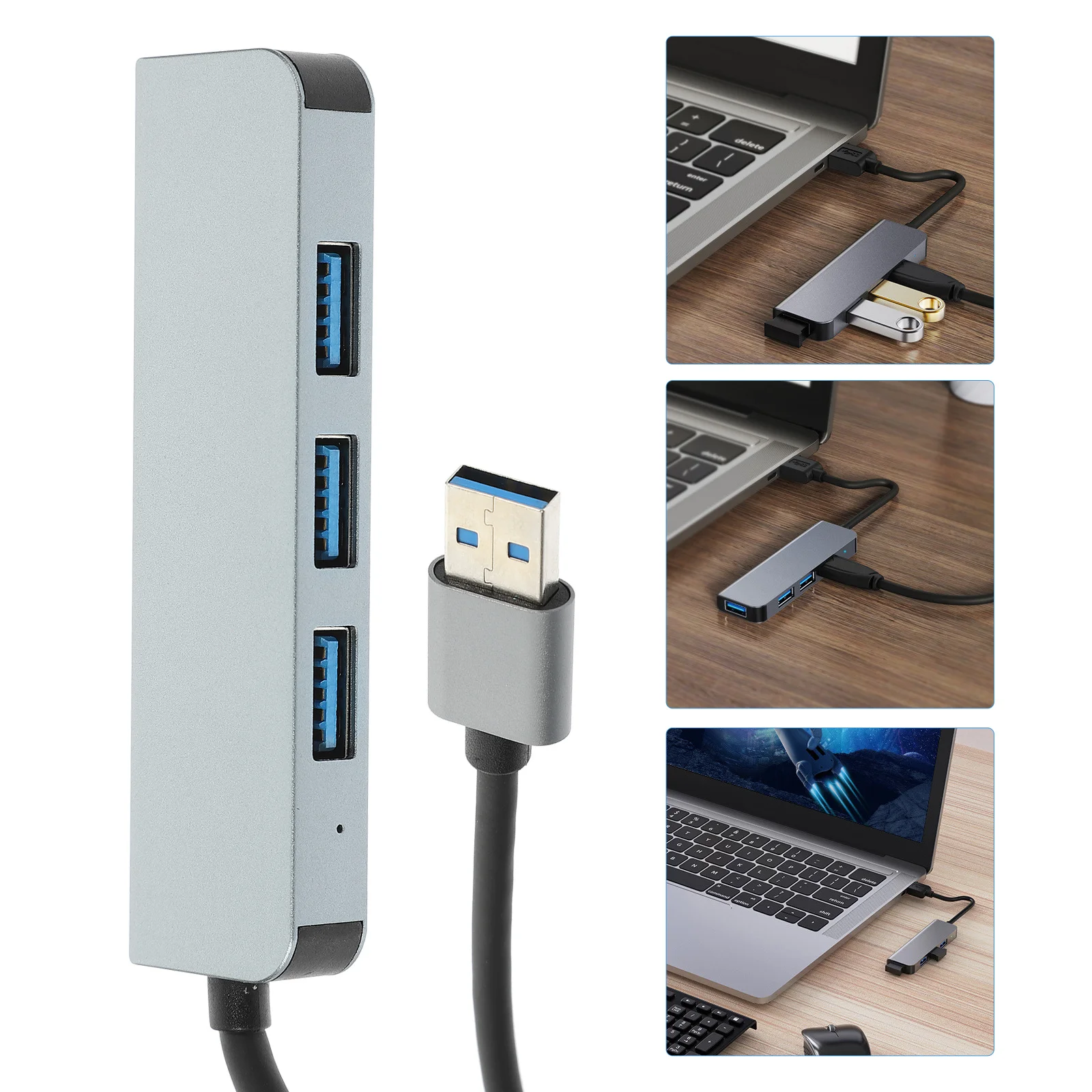 

4-портовый концентратор Usb 3,0 2,0 сплиттер алюминиевый портативный адаптер для ноутбука принтер веб-камера удлинительный кабель для клавиатуры