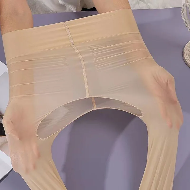 Sexy Horse Oil tight High Elastic Stockings Mask Steel Stockings Lady Satin Shiny Ultra-thin Long Socks Pantyhose Open Crotch image 6