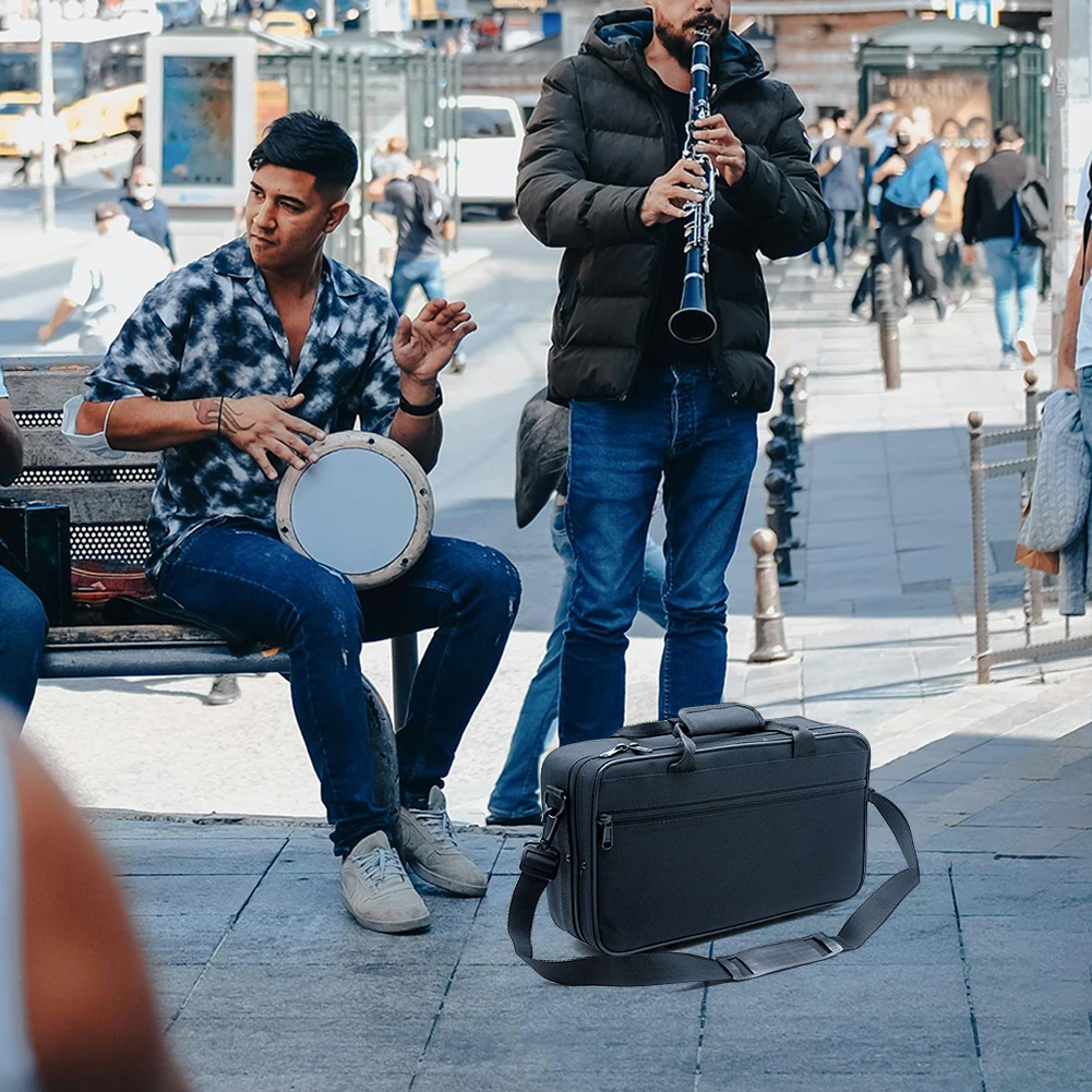 

Сумка для кларнета Сумка для хранения из ткани Оксфорд с плечевым ремнем Коробка для кларнета Аксессуары для защиты кларнета