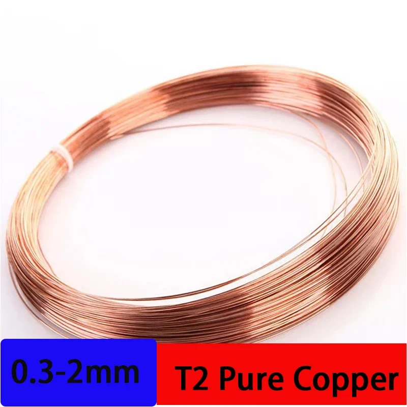 1/5/10 متر سلك نحاسي عاري سلك نحاسي نقي T2 لفائف نحاسية سلك نحاسي موصل ، خط عاري ضياء 0.3/0.4/0.5/0.6/0.7/0.8/0.9/1 ~ 5 مللي متر