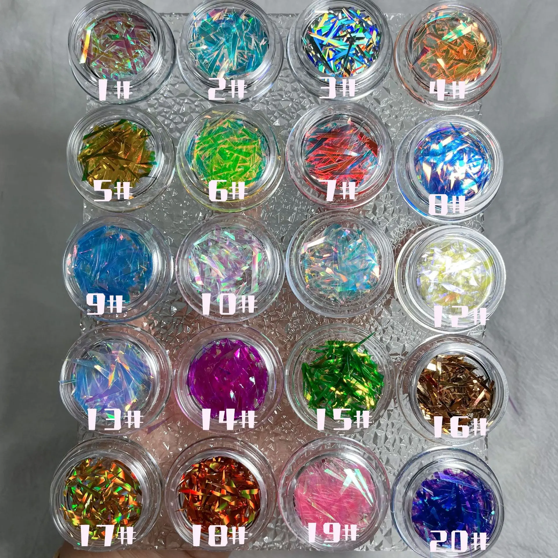 1 scatola Aurora Irregolare Nail Art Carta di vetro Paillettes Holo Iridescente Sfumatura Fiocchi Manicure Foil Decal Decorazioni Accessori