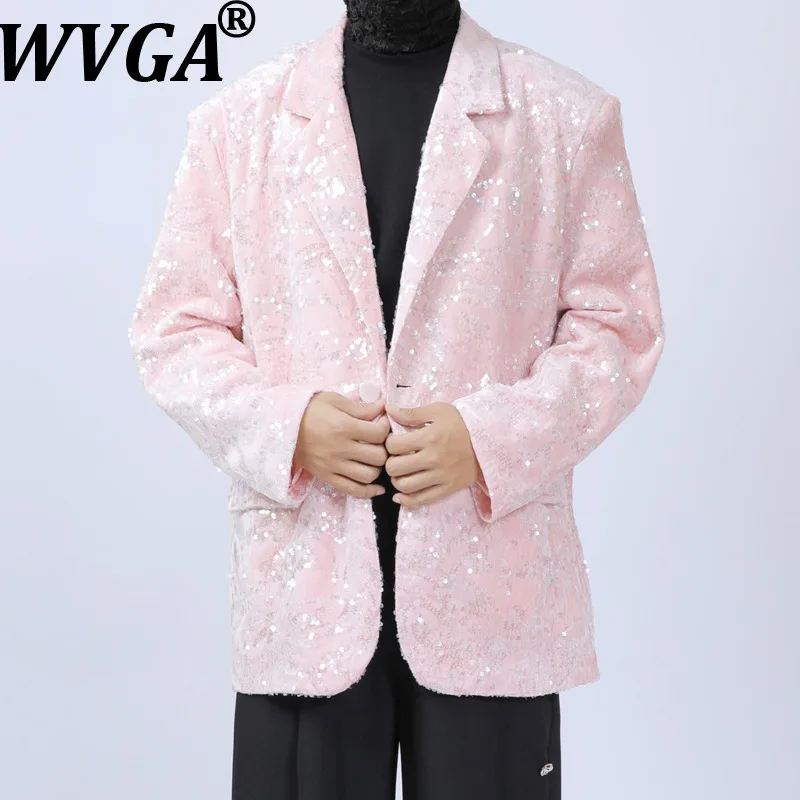 WVGA ربيع الخريف جديد رجل المد كم طويل السترة المتخصصة شيك عادية الترتر العصرية المتضخم بدوره إلى أسفل طوق البدلة سترة W14660 #1