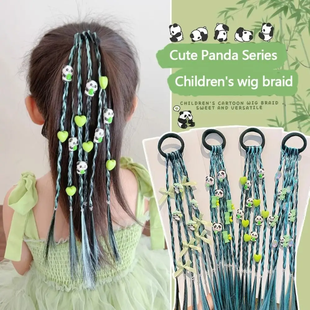 Fashion Cute Hair Rope Wig Braids Cartoon Panda Hair Accessories Lovely Twist Braid Rubber Bands for Girls