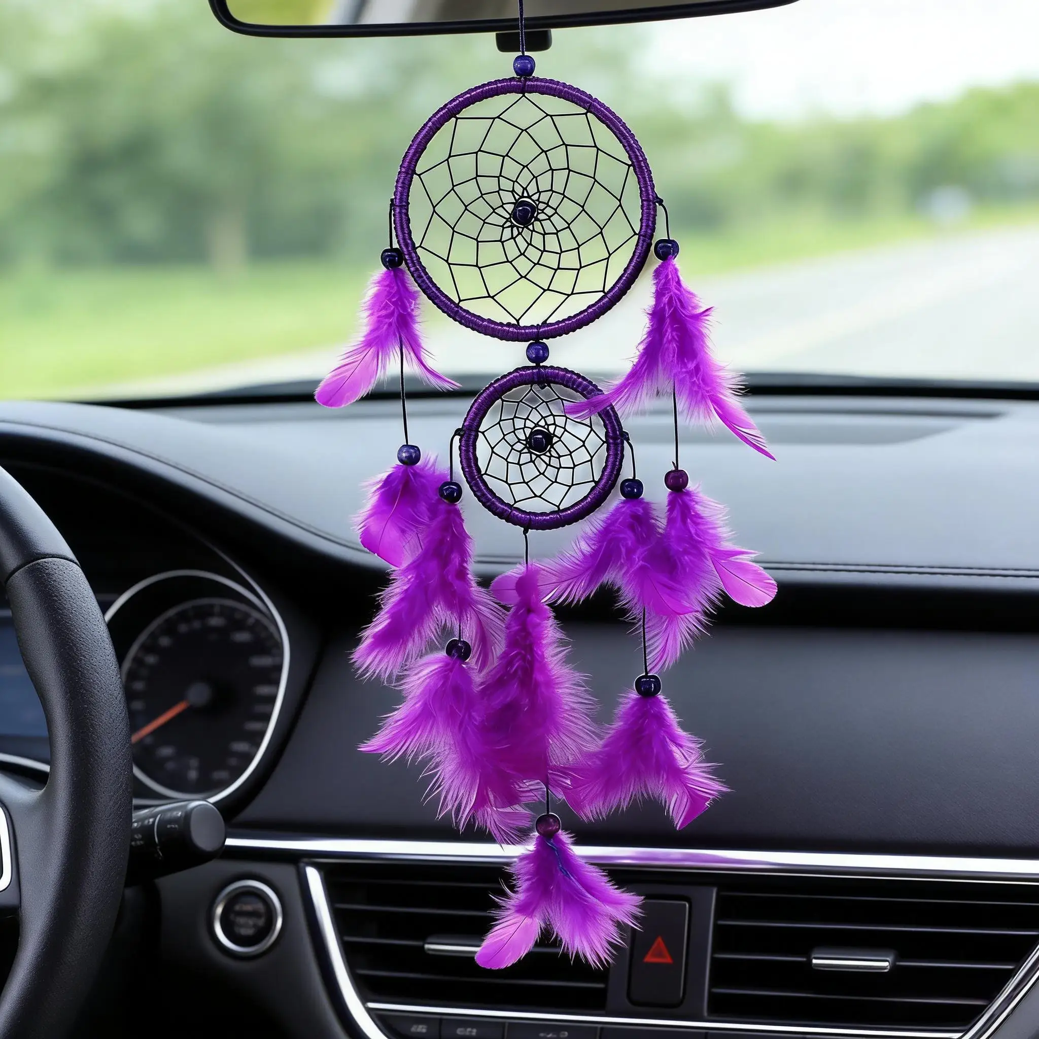 Dream Catcher Car Pendant for Girls Feather Mirror Hanging Pendant Home Decor Lucky Car Ornament Girls Car Interior Accessories