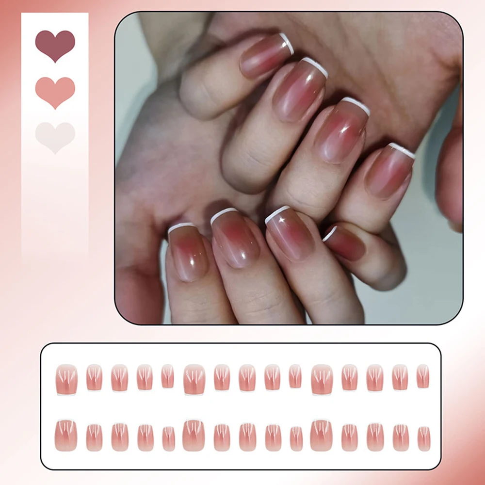 

30Pcs Handmade Wearable Nails Kit With Adhesive Full Cover Nail Patch Sweet Minimalist Removable False Nail Art Manicure Gift