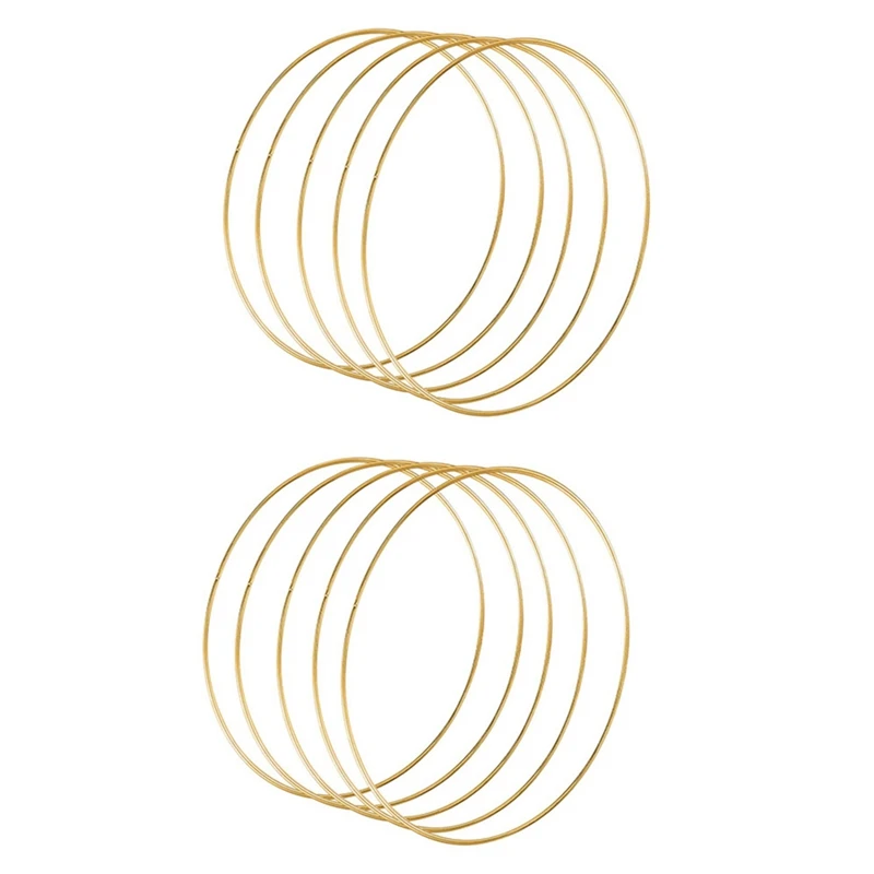 

10 Pack 14 Inch Large Metal Floral Hoop Wreath Macrame Gold Hoop Rings For DIY Wreath Decor