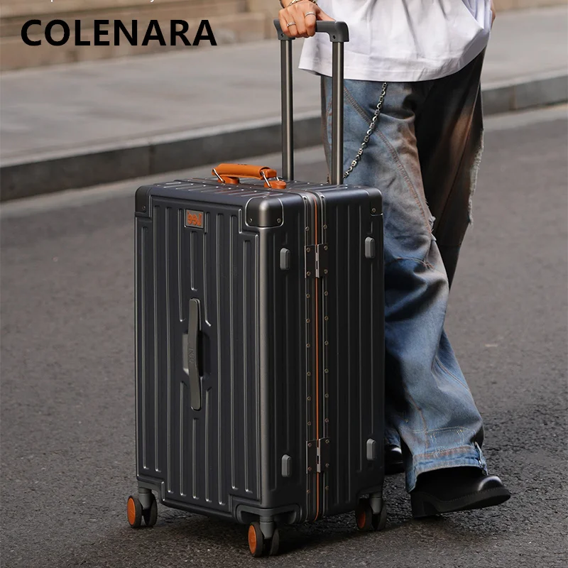 

Чемодан на колесиках с алюминиевой рамой COLENARA, чехол на колесиках большой емкости, ABS + PC, посадочный ящик, 20 дюймов, 24 дюйма, 26 дюймов, 28 дюймов, ящик для пароля, дорожный багаж
