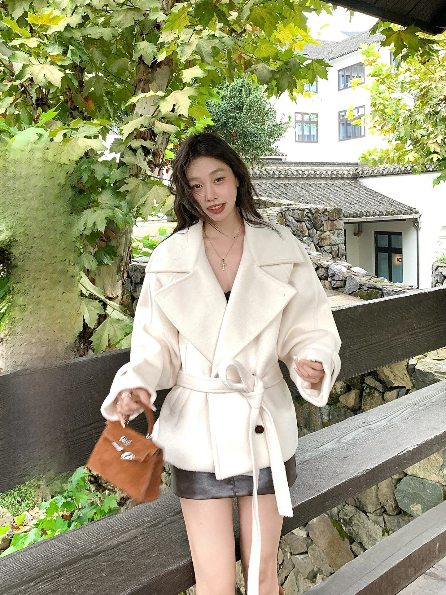 

Двубортное шерстяное пальто в корейском стиле с длинными рукавами, воротником-стойкой, утепленное, осенне-зимнее, модное, женское, верхняя одежда