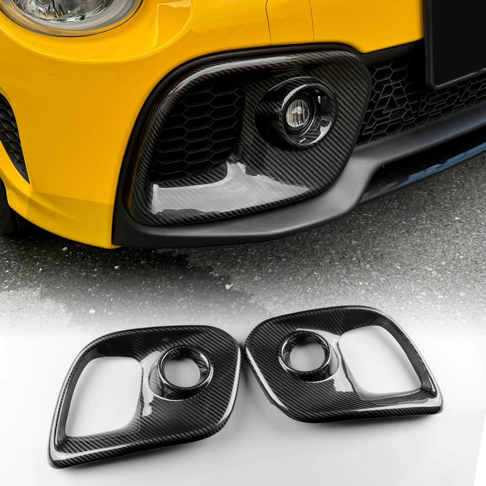 

For Abarth 595 695 2017-2024 LHD RHD Hard Dry Carbon Fiber Car Front Fog Lamp Cover Sticker 1Pair