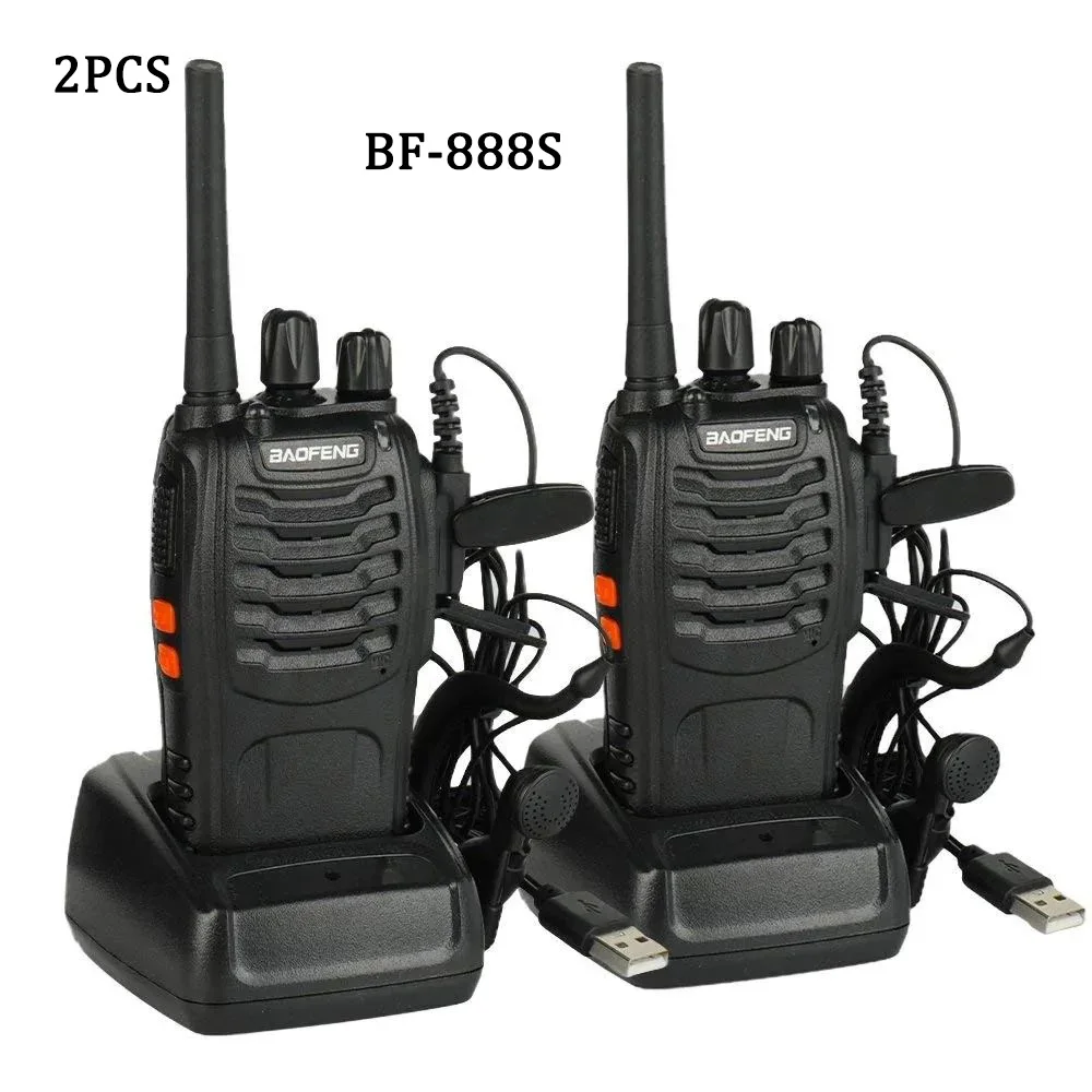 2 PCS Walkie Talkie for BF-888S Frequency Long Range Portable 2-Way Radio FM Transceiver USB Rechargeable Walkie Talkie+ Headset