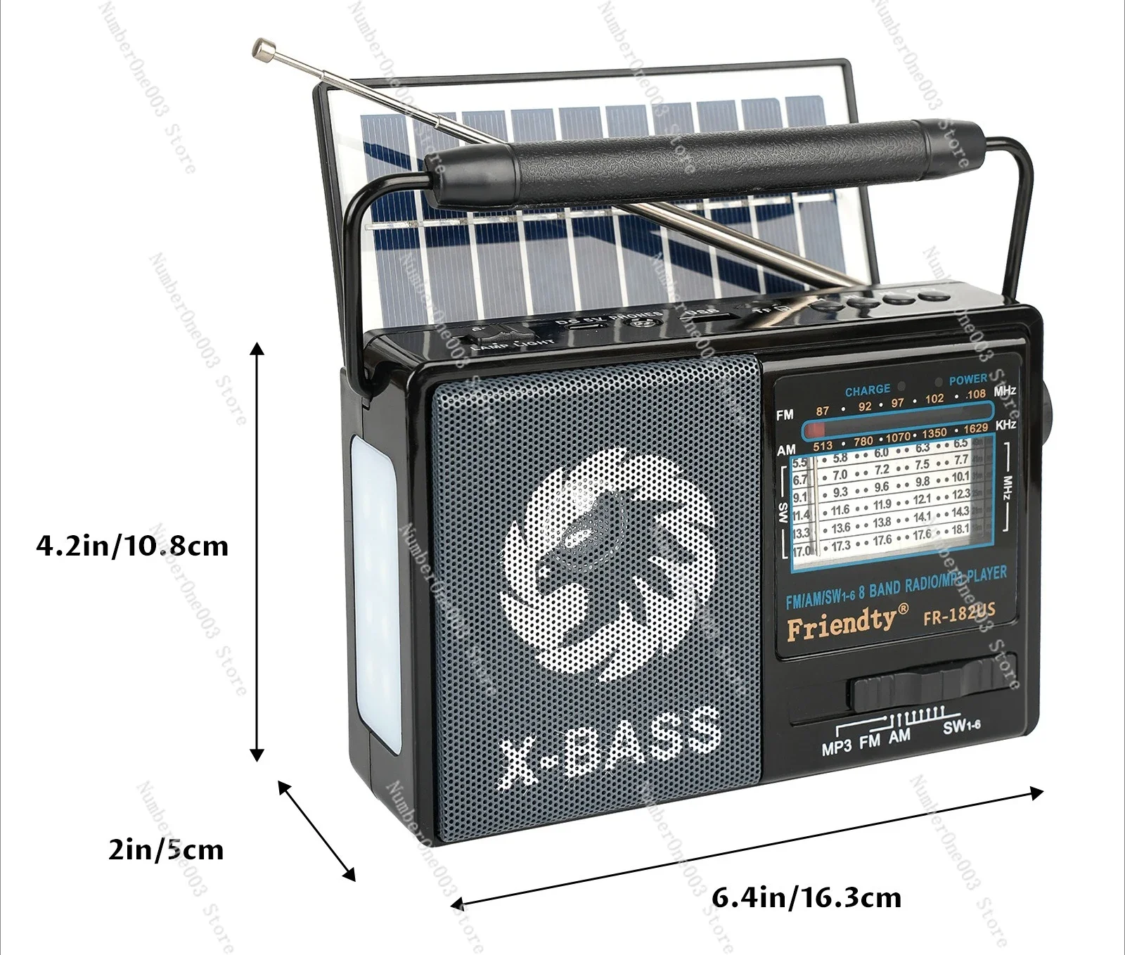 

Портативный и многофункциональный, радиоприемник поддерживает U-диск TF-карты, радио с солнечным фонариком, большой динамик AM/FM/SW1-6