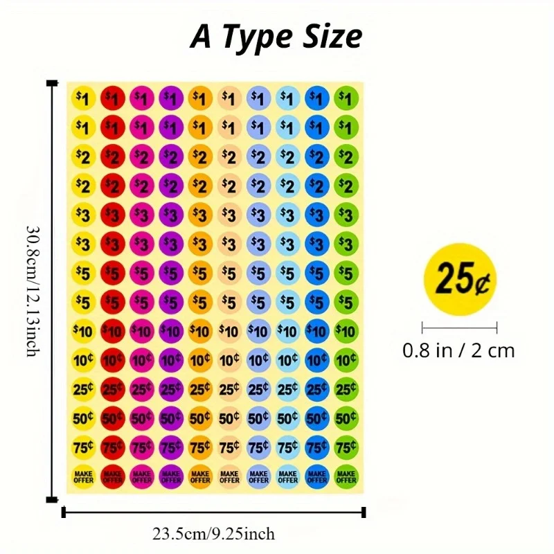 5 قطع من 700 ملصقًا لتسعير المرآب بسعر مسبقًا - ملصقات البيع بالتجزئة في السوق - ملصقات متينة لإدارة الأسعار والمخزون #2