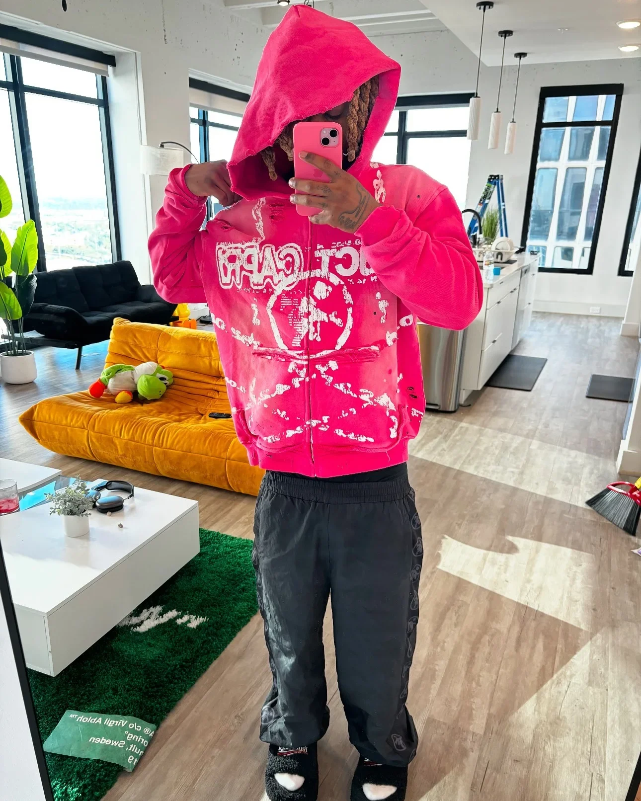 Y2K Harajuku Amerikanische Mode Zipper Hoodie Männer Frauen Hip Hop Rosa Waschen Druck Oversize Hoodie Casual Sweatshirt Streetwear