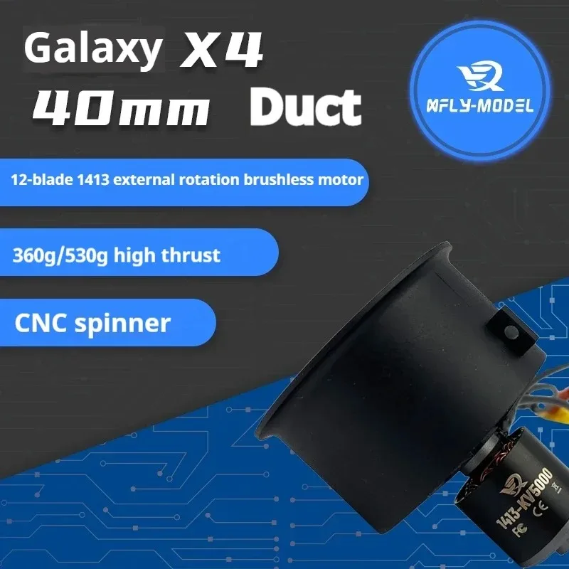 Xfly 40mm 12 Blade EDF Ducted Fan 3/4 Power Unit System with 4S 1413-kv5000 External Brushless Motor for RC Jet Aircraft Violenc