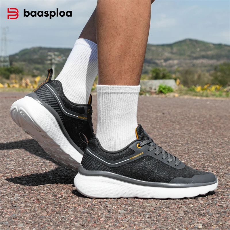 

Baasploa Men Casual Sports Shoes Outdoor Mesh Breathable Jogging Non Slip Sneakers Male Casual Lightweight Lace-Up Running Shoes