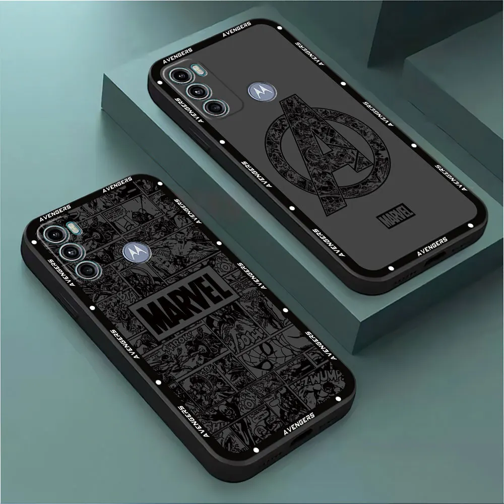 Marvel Logo Matte Case for Motorola Moto G71 G72 G30 G60 G22 G73 G60s G32 G31 G50 G51 G52 G53 Black Soft Cover