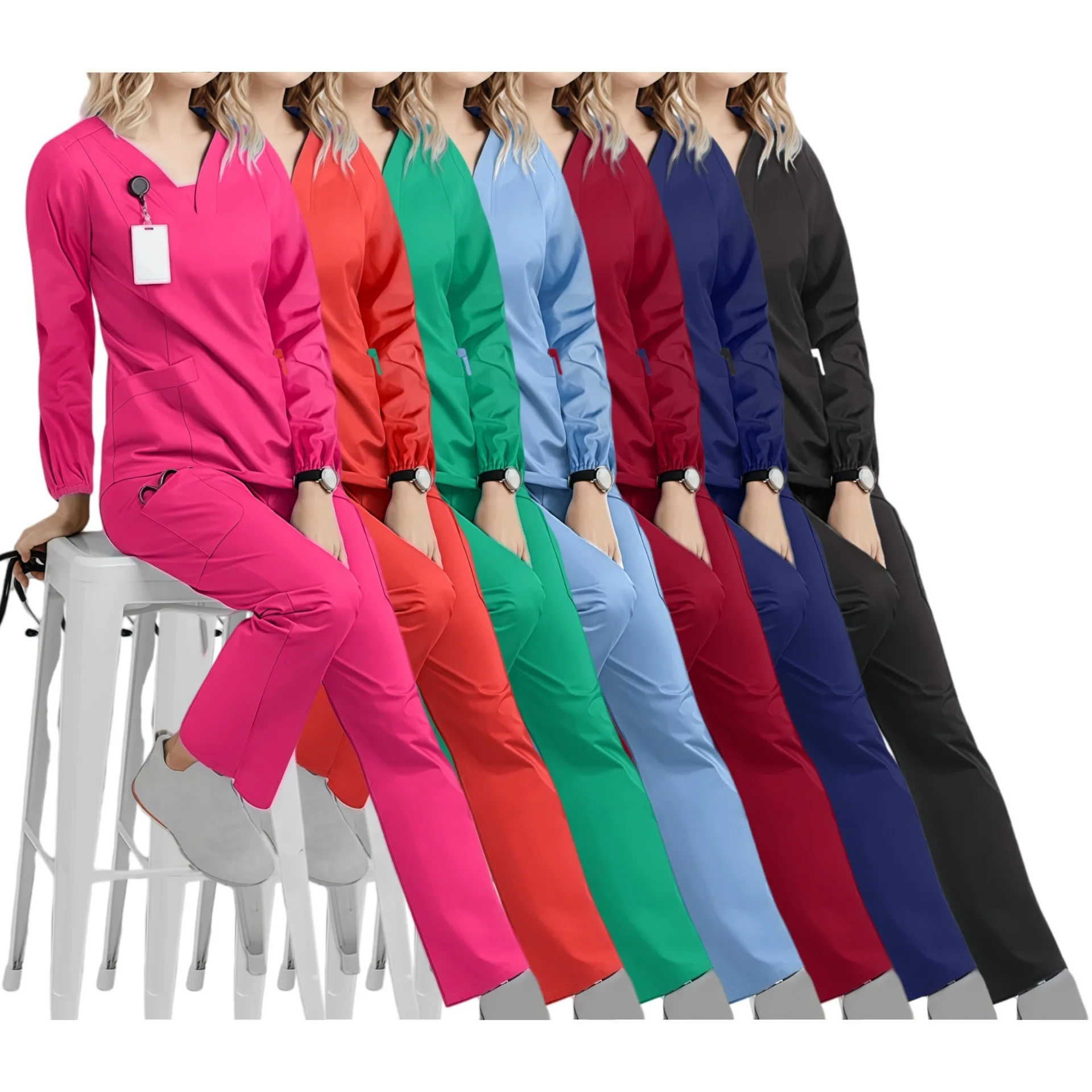Hand Washing Polyester Long Sleeved Split Suit, Surgical Brush, Hand Clothes, Women's Breathable Thin Operating Room Workwear