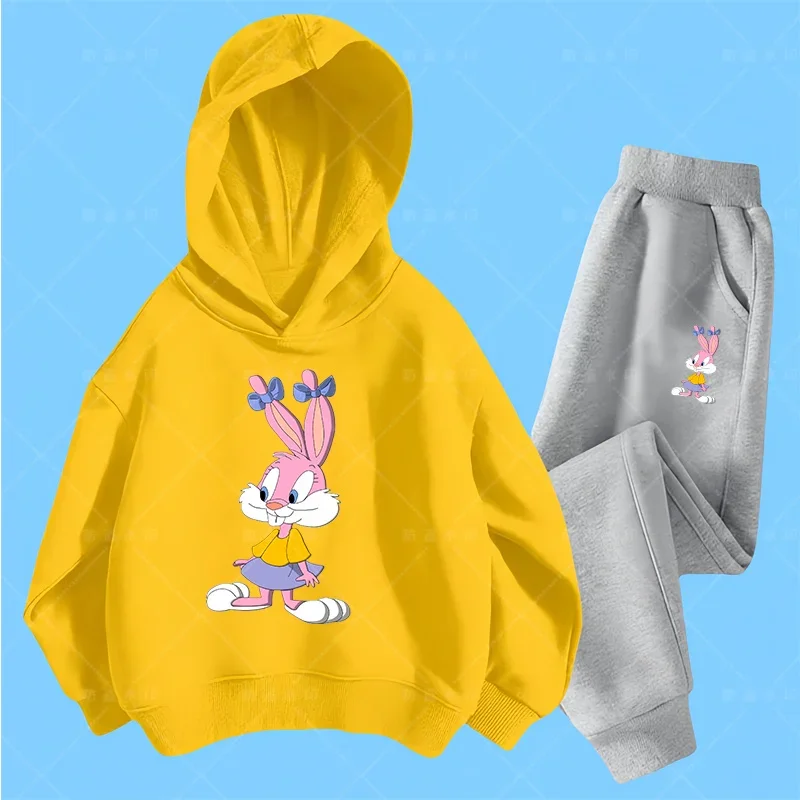 2024 autumn Bugs Bunny Sweatshirt Boy Sweatshirt girls Bugs Bunny Sweatshirt Hoodies Pant 2Pcs Kids Tracksuits Children Clothing