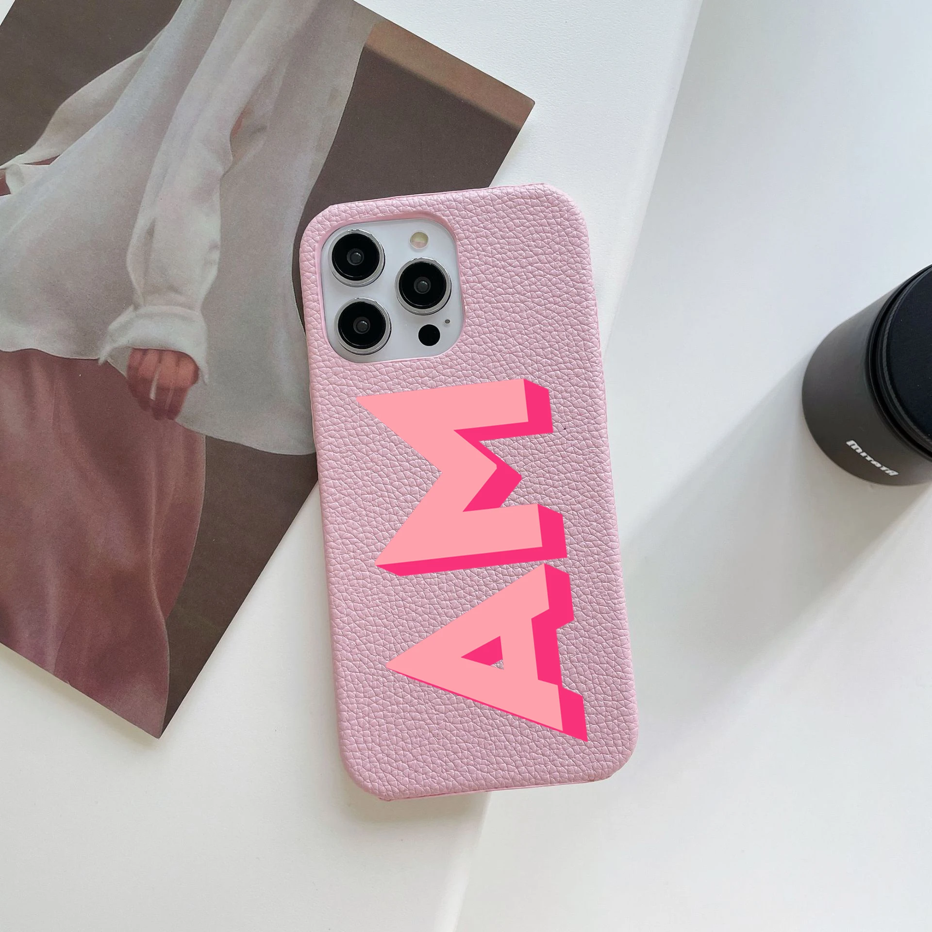 جراب جلد مخصص بحروف أولية لهاتف أيفون ، غطاء صلب فاخر ، اسم مخصص ، 15 ، 14 ، 13 ، 12 ، 11 برو ماكس ، إكس آر ، 7 ، 8 بلس