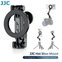 JJC Adaptador de montaje de trípode de teléfono magnético con tornillo de 1/4 pulgadas Soporte de zapata fría para iphone 16 15 14 13 Gopro Hero 13 12 11 10 Acción 5 4