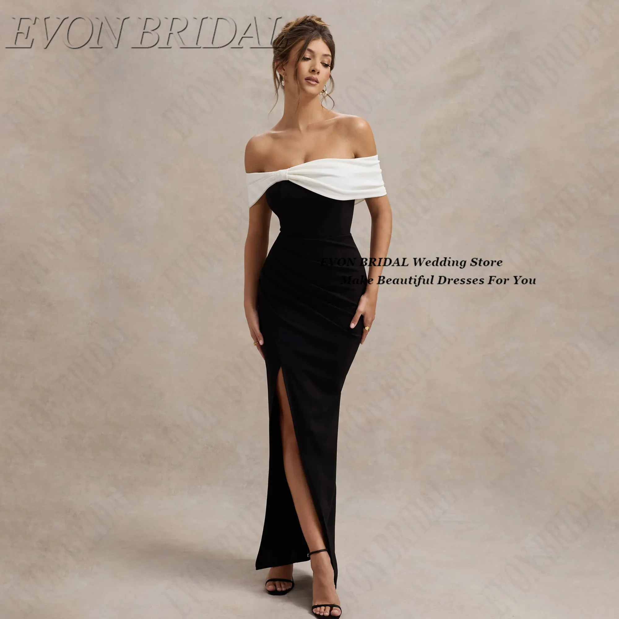 

EVON BRIDAL Boat Neck Evening Dress For Women High Split Hip Hugging Party Prom Slim Fit Formal Dress Cocktail Dresses Customize