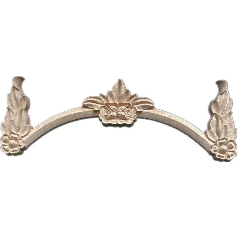 31cm Vintage Wood Carved Corner Onlay Applique Wooden Decals for Furniture Decor Home Decoration Luxury Flowers Figures