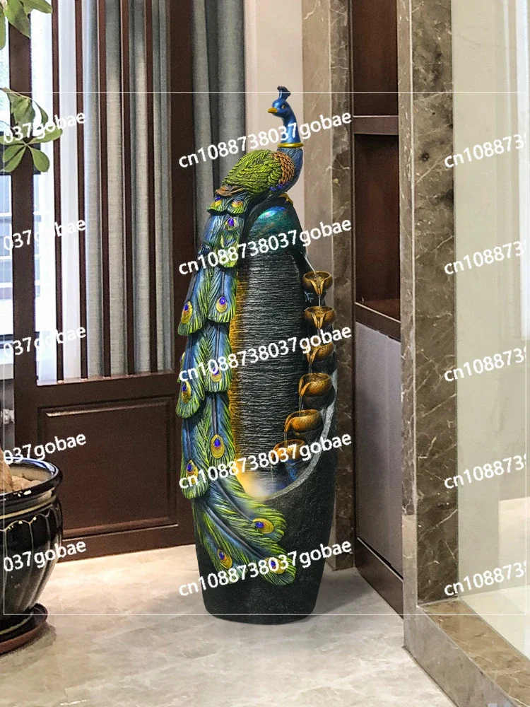 ZC Chinese Style Water Fountain Decoration Living Room Fengshui Wheel Hallway Indoor Landscape Floor Humidifier