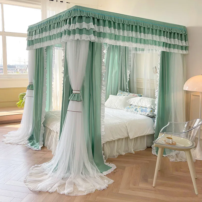 Luxury Double-layer Mosquito Net For Bed Full Shading Dustproof Princess Style Household Bed Curtain No Bracket Bedroom Decorat