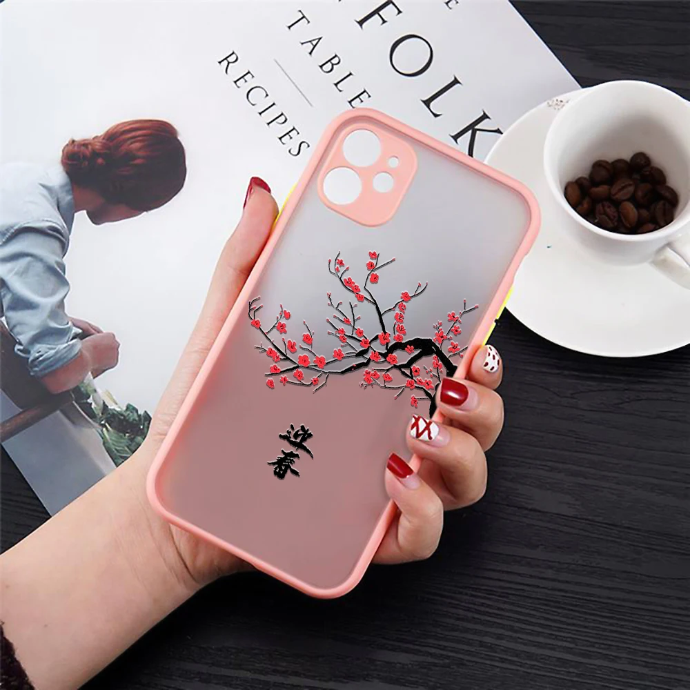 Hand Painted Plum Bossom Flower Phone Case for IPhone 13 12 Pro Max 13 12 Mini 11 X XS XR XSMAX 6s 8Plus 7 7Plus Hard Back Cover