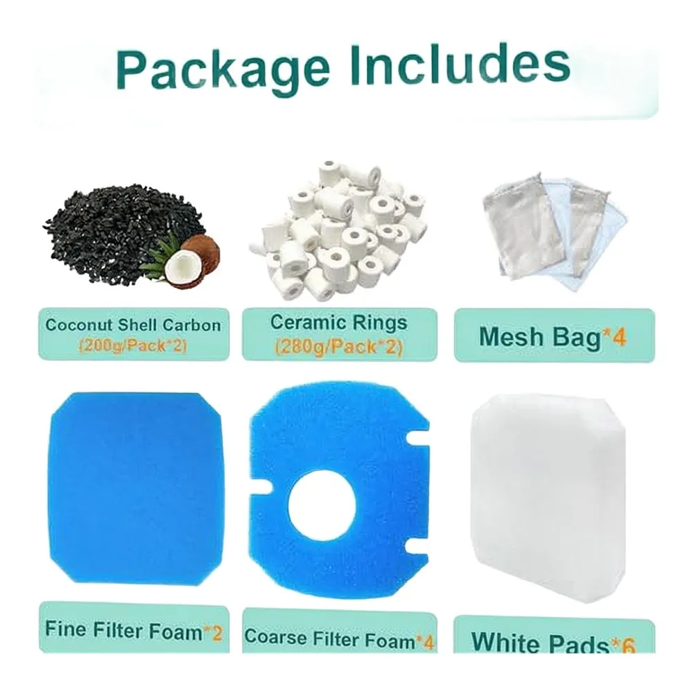 Aquarium Replacement Filter Set for JBL For CombiBloc II e402 e702 e902 Featuring Coconut Shell Activated Carbon
