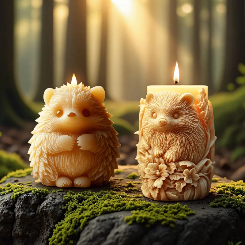 Molde de Silicona para Velas con Forma de Erizo Sonriente, Molde de Yeso para Aromaterapia con Relieve de Ardilla y Koala, Decoración para el Hogar, Regalos