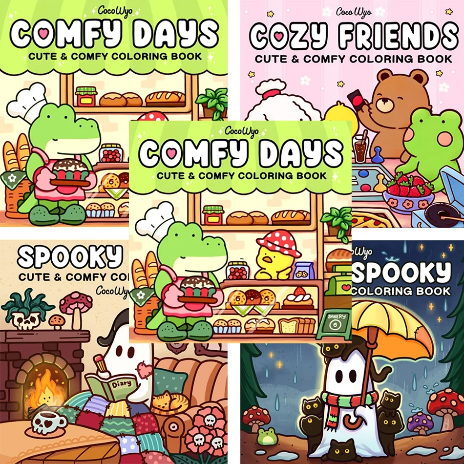 

﻿ Книжка-раскраска с изображением образца Хэллоуина, жуткая милая книжка-раскраска для взрослых и подростков с очаровательными существами Hygge, живопись Gif