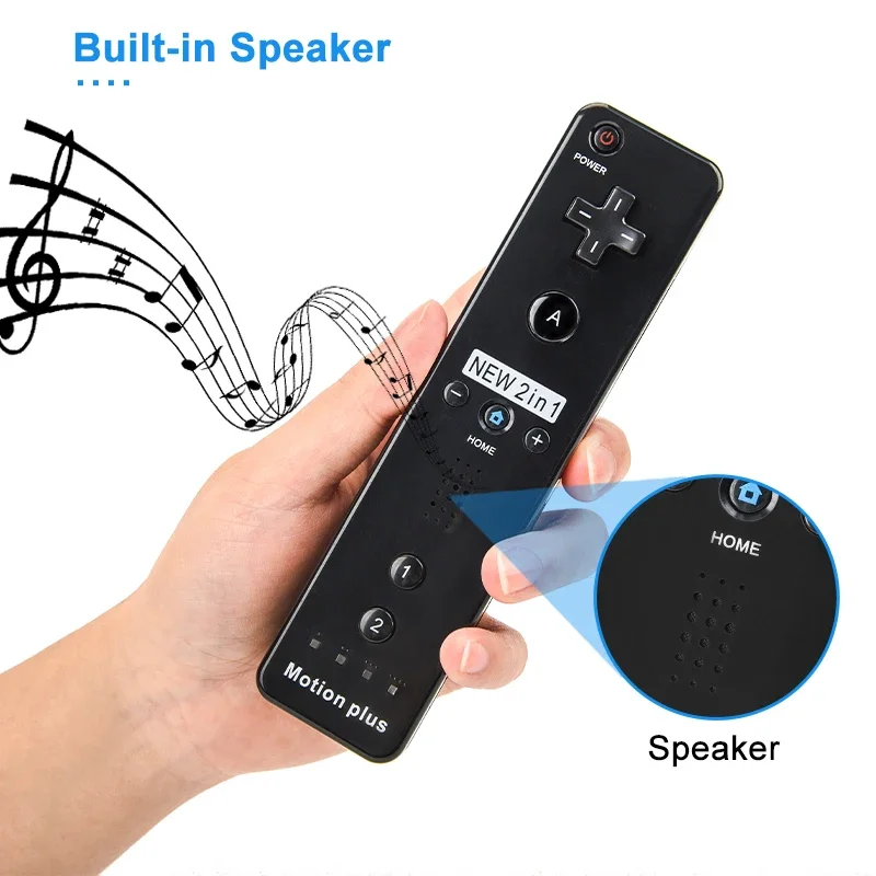 وحدة تحكم عن بعد 2 في 1 لاسلكية تعمل بالبلوتوث لجهاز Wii Wii U Controle اختياري Motion Plus Gamepad Nunchuck مع غطاء من السيليكون
