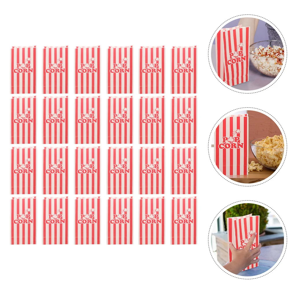 

25pcs Popcorn Paper Bags Bulk Color Foldable Lightweight Snack Containers Portable Popcorn Holder Party Birthday Packaging