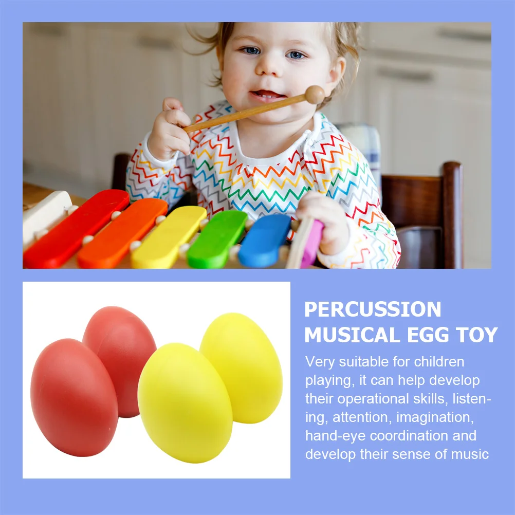 

4Pcs Toddlers Percussion Egg Shakers Smooth Surface Non-Toxic Material Early Childhood Musical Instrument Egg Toy