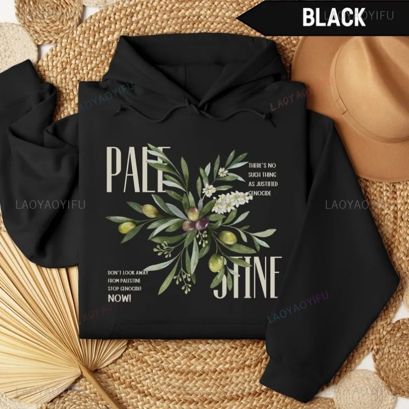 Palestine Olive Woman Man Graphic Hoodie Autumn and Winter Warm Drop Shoulder Sweatshirt Creative Casual Long Sleeve Pullover