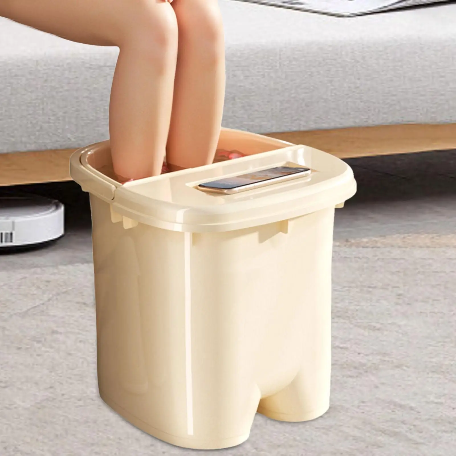 

Home Foot Soaking Bucket with Handle Non Slip Base Massage Dots Foot Bath Basin for Pedicure and Spa