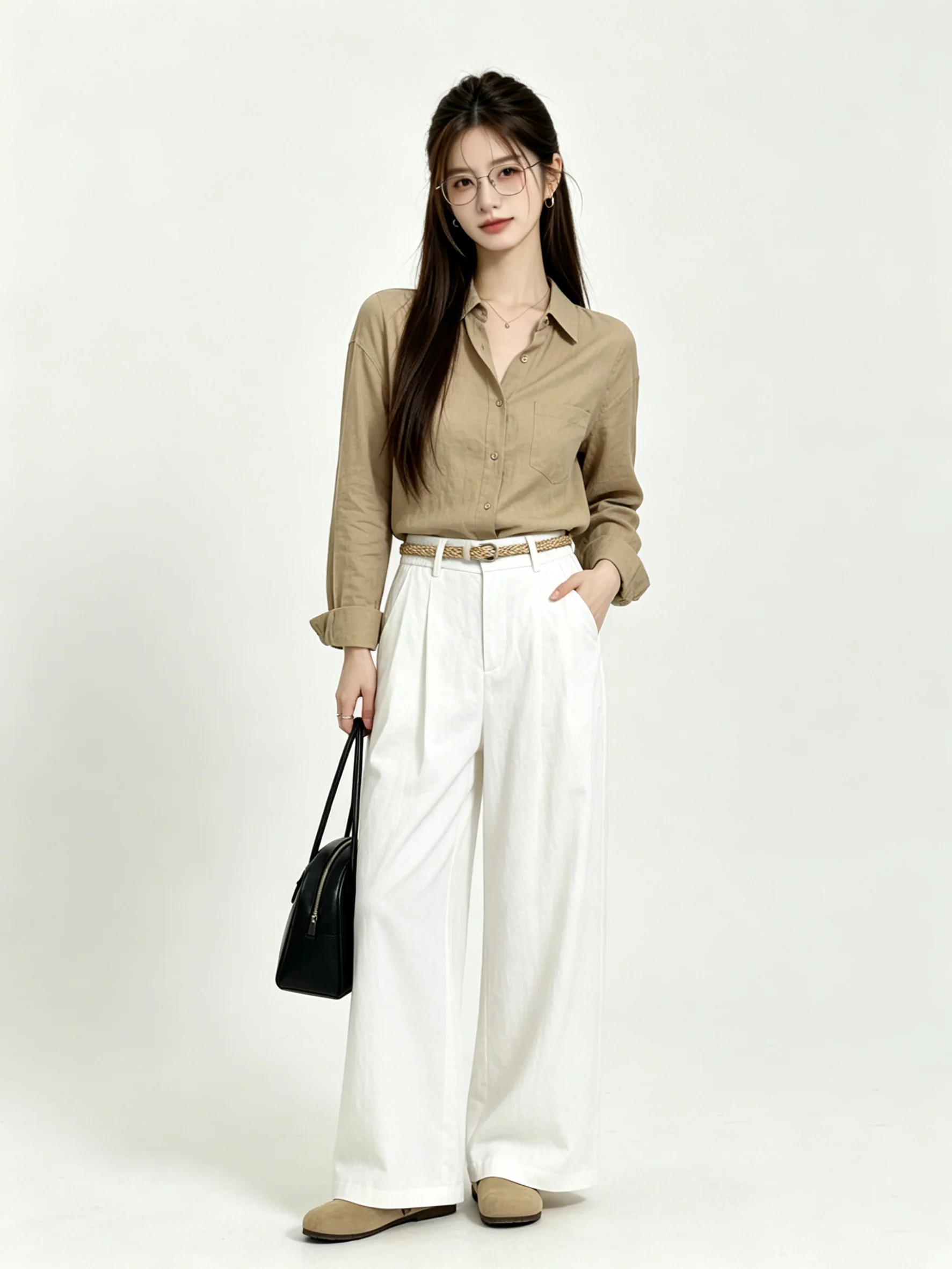 

Simple Korean Style Vintage Lazy Skin-friendly Wide-leg Casual Pants Spring Summer Age-reducing Versatile Long Trousers Casua...