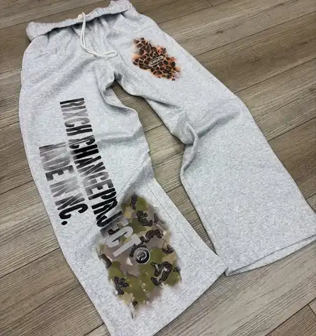 Men Women Y2K Leopard Camo Print Sweatpants Oversize Baggy Streetwear Hip Hop Graphic Letter Casual Trousers