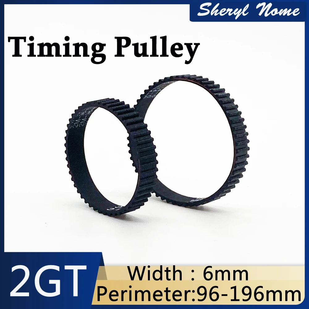 2GT 2M closed-loop bandwidth 6mm rubber gt2 timing belt 3D printer circumference 96 100 110 120 130 140 150 160 millimeters