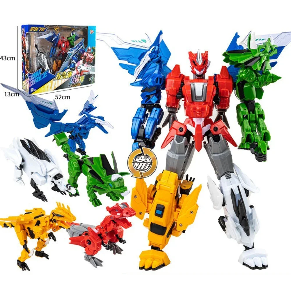 

15''/38cm 5in1 Dragon Transformer Robot Feilong 2 Targetmaster Iron Steel Action Figure Toy Set Christmas Gift for Boys Kids