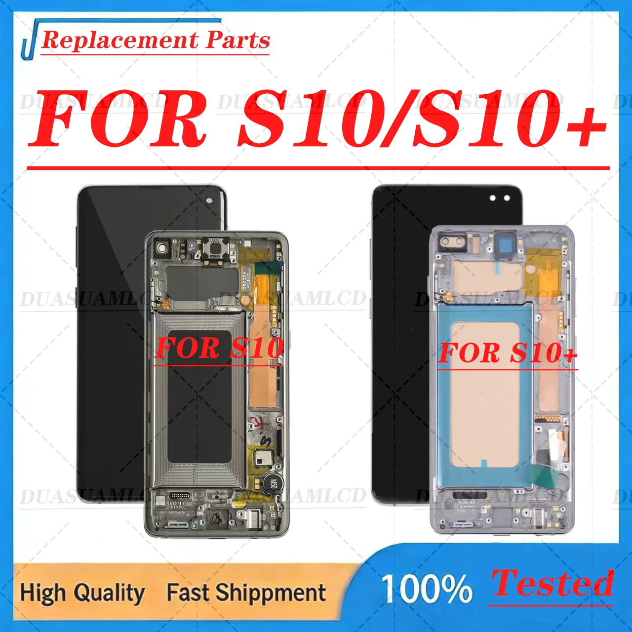 For Samsung S10 & S10+ G973/G975 TFT Screen Replacement LCD Display Touch Digitizer Assembly with Frame No Fingerprint