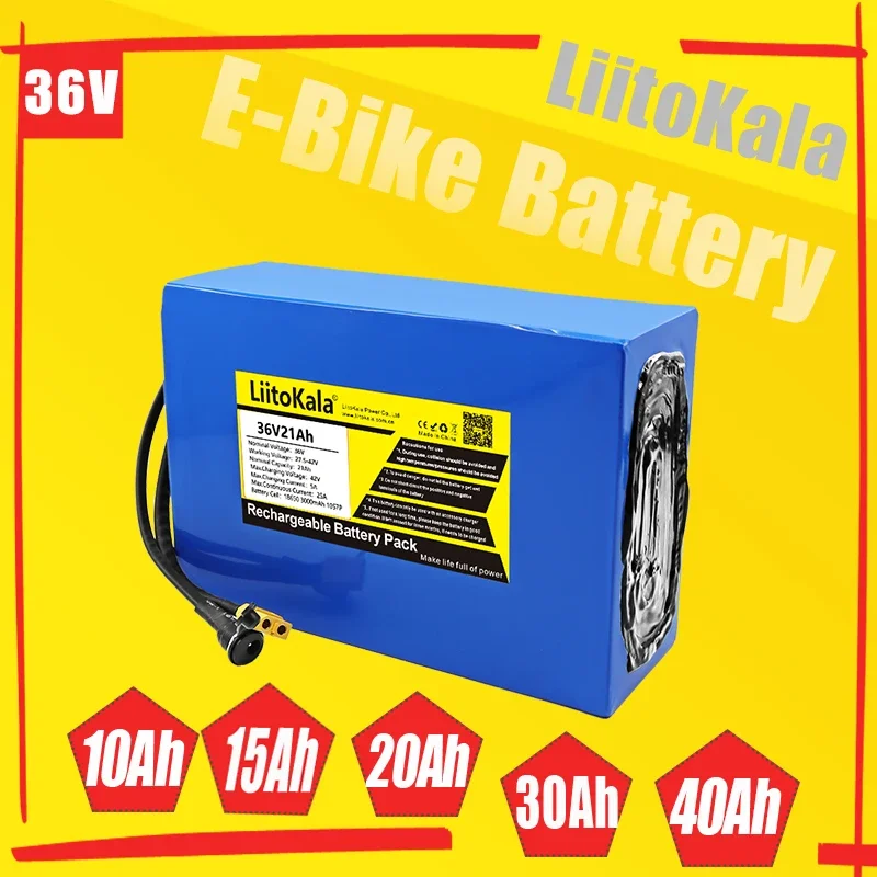 

LiitoKala 36V 30Ah 6Ah 10Ah 12Ah 15Ah 20Ah 24Ah E-Bike Battery Pack For Electric bike Electric Scooter