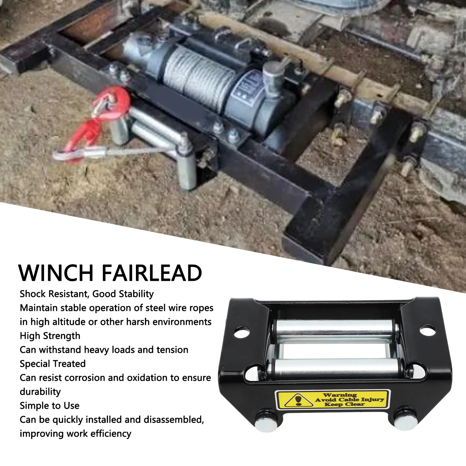 Winch Roller Fairlead 2000LB Load Bearing High Strength Electric Winch Cable Guide Winch Fairlead