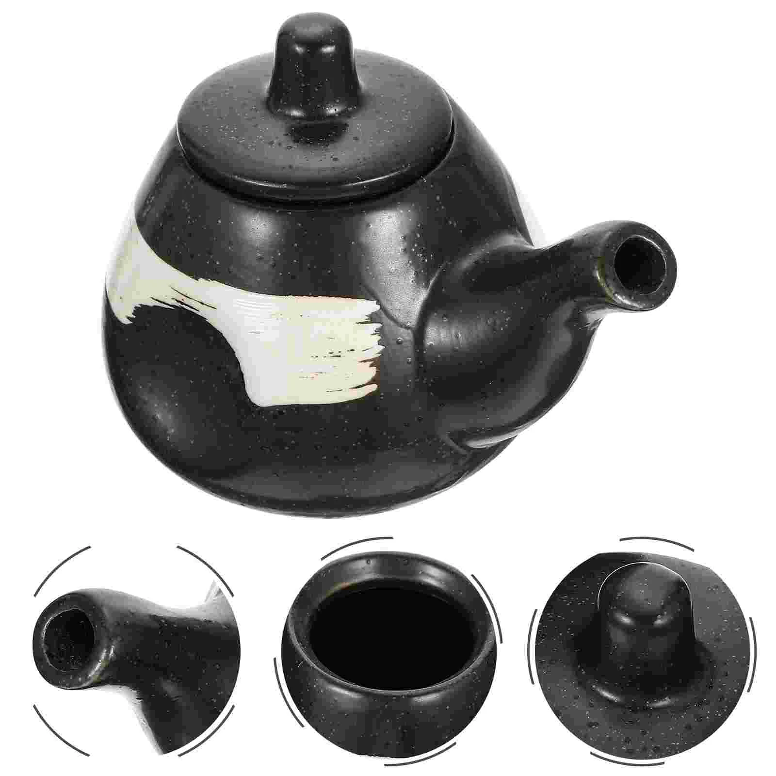 

Food Containers with Lids Seasoning Kettle Pepper Shaker Pot Drawer Soy Sauce Ceramic Vinegar Dispenser Black Sushi