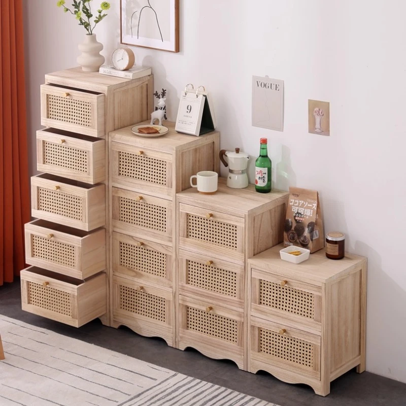 

Современный шкаф с ящиком из ротанга, многослойный деревянный сундук, скандинавский шкаф для хранения в гостиной, японский ночной столик для спальни