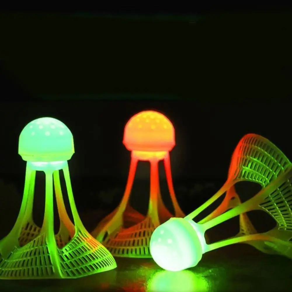 Bola Badminton LED, kok terang, permainan luar ruangan, bola Badminton ringan, warna-warni, bersinar, lampu LED